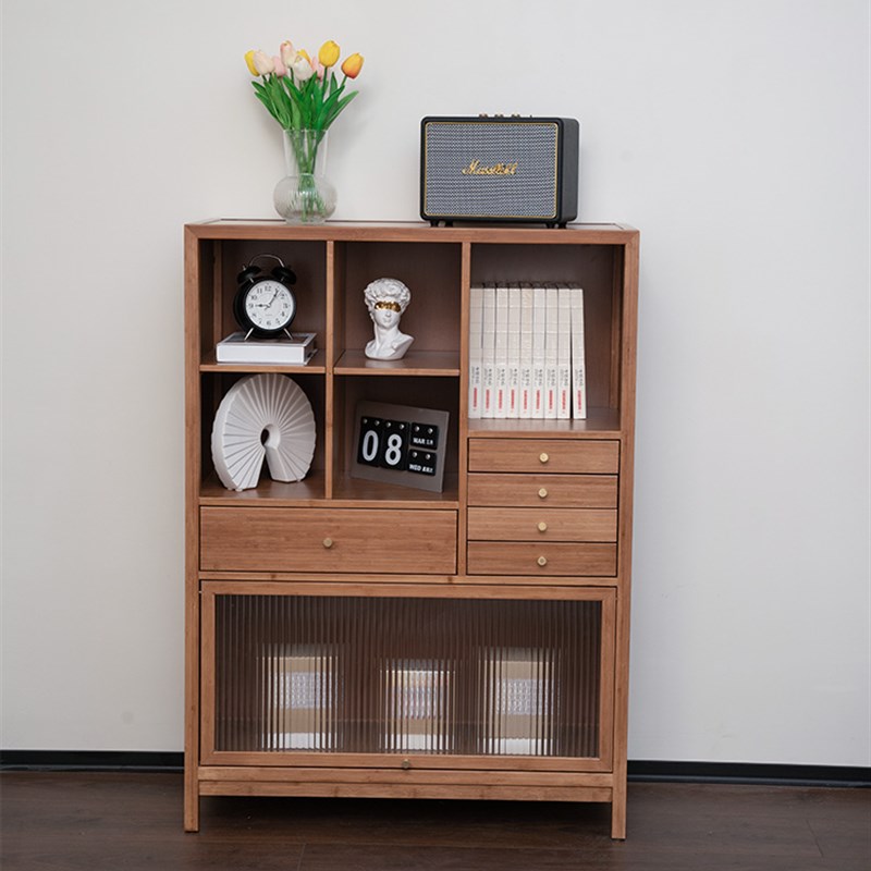 祥福小边柜书架置物架落地多层储物柜家用收纳展示柜书柜电视柜