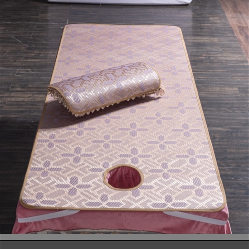 美容床凉席美容院加厚冰藤席竹席按摩推拿床垫洗头床夏带洞可折叠