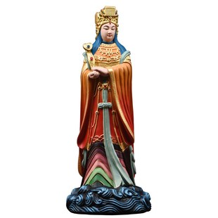 实木雕刻彩绘湄洲妈祖神像摆件海神娘娘天上圣母家居玄关装饰摆设