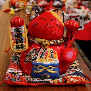 福缘创意红色招财猫店铺开业送礼收银台公司前台摆件家居客厅饰品