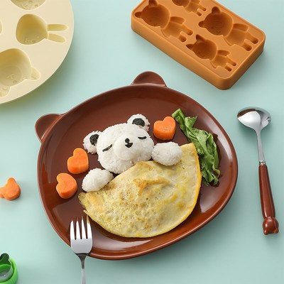 牛排刀叉勺三件套儿童叉勺套装创意盘子西餐餐具儿童餐盘家用精致