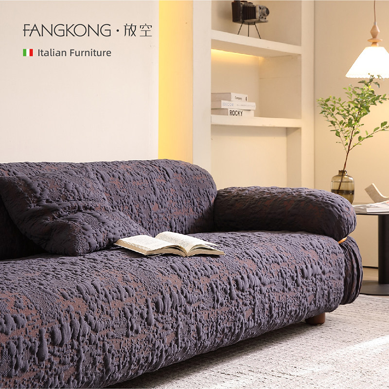 意式简约中古大钢牙单双三人布艺沙发欧式艺术小户型客厅松木家具