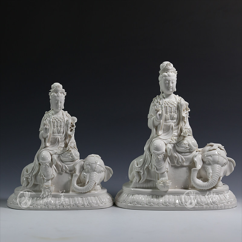 14寸16寸华严三圣像供奉文殊普贤菩萨释迦牟尼佛佛德化陶瓷佛像摆