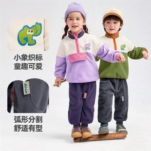 男童套装冬季小宝宝外套摇粒绒婴儿裤子加绒加厚女童冬装儿童童装