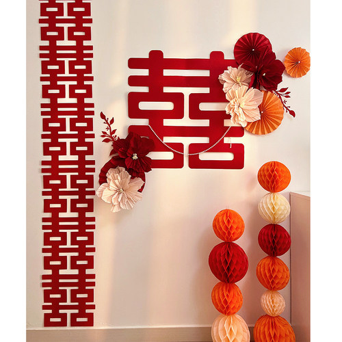 婚房布置套装男方女方卧室新房客厅全屋装饰结婚大喜字高级感全套