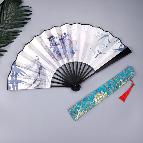 10寸折扇双面古风扇子绢布男扇中国风汉服定制配饰夏季随身折叠扇