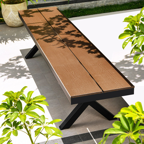 远茂户外庭院塑木长条凳长单椅室外露天花园防水防晒防虫蛀防腐木