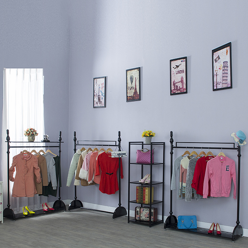 铁艺服装展示架服装店男女装货架中岛架落地式挂衣架侧挂衣架包邮