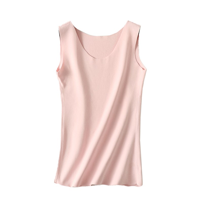 女秋冬德绒无痕圆领保暖背心薄绒加厚内搭发热打底衫宽松无袖上衣