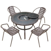 远茂户外烧烤桌子无烟电烤碳烤火锅庭院露台塑料椅子室外烧烤桌椅