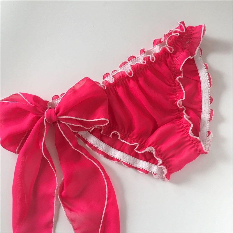 K020 雪纺纱可爱女士三角半包臀内裤男款男女士内裤系带