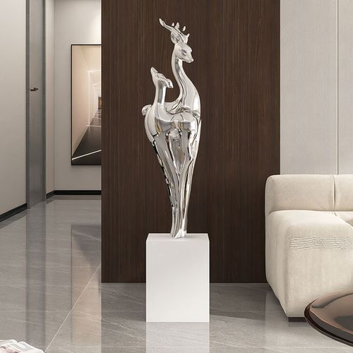 电镀福鹿大型落地摆件装饰品轻奢客厅沙发电视柜开业搬家乔迁礼物