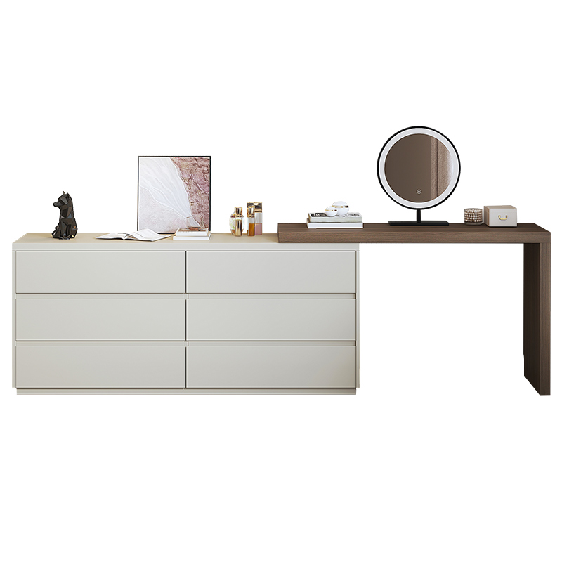 志光意式极简化妆台斗柜一体卧室电视柜化妆桌组合床尾收纳六斗柜