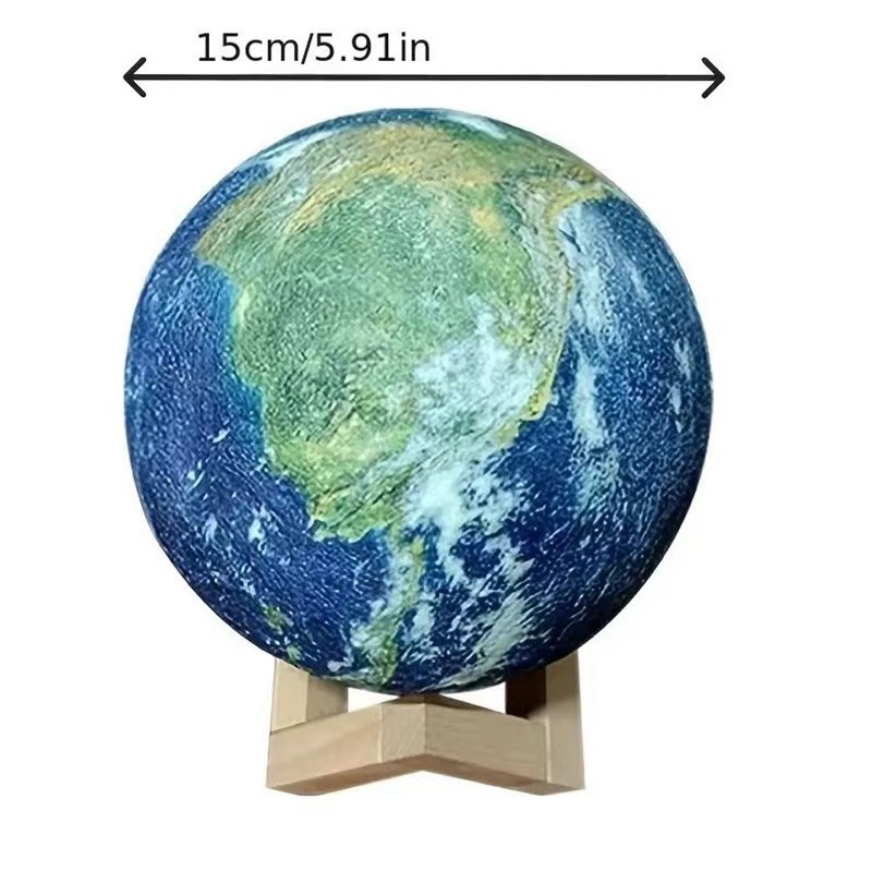 地球灯彩色3D地球摆件七彩发光地球送毕业幼儿创意礼物充电床头灯
