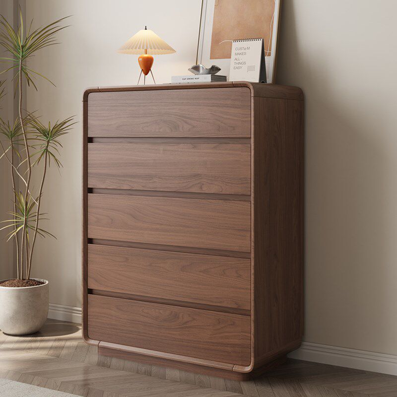 实木五斗柜卧室收纳柜床尾八斗客厅靠墙储物立柜胡桃木色抽屉斗橱