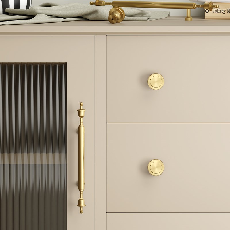 皇冠黄铜柜门拉手金色欧式法式美式纯铜大衣柜抽屉橱柜餐边柜把手