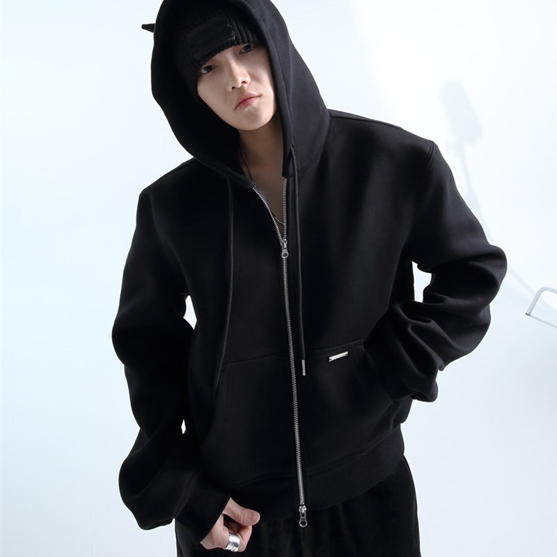 GRNL气场覆盖 连帽恶魔角外套宽廓肩男女短款卫衣