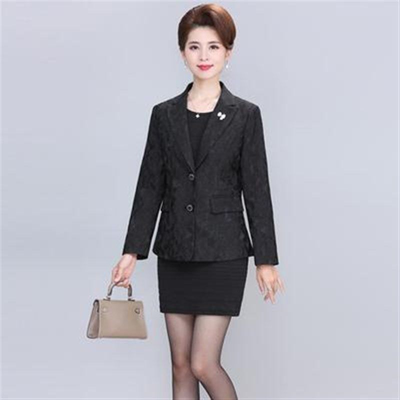 中老年女装小西装外套2024春装两粒扣西服大码妈妈长袖短款上衣秋