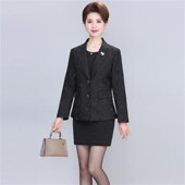 短款 中老年女装 上衣秋 两粒扣西服大码 妈妈长袖 小西装 外套2024春装