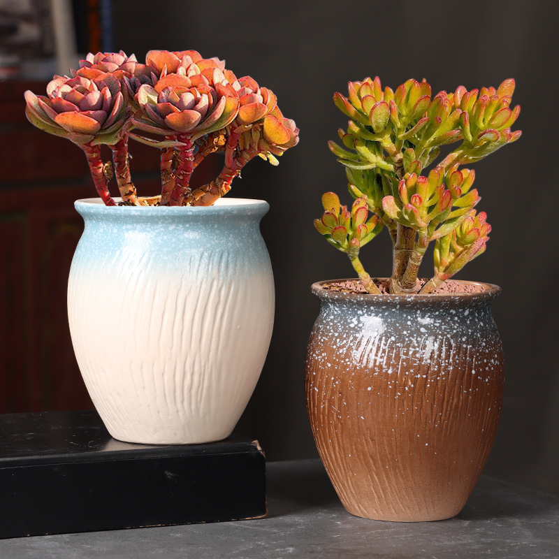 高切口多肉花盆缺口粗陶多肉植物透气陶瓷特大陶罐法师小老桩花盆