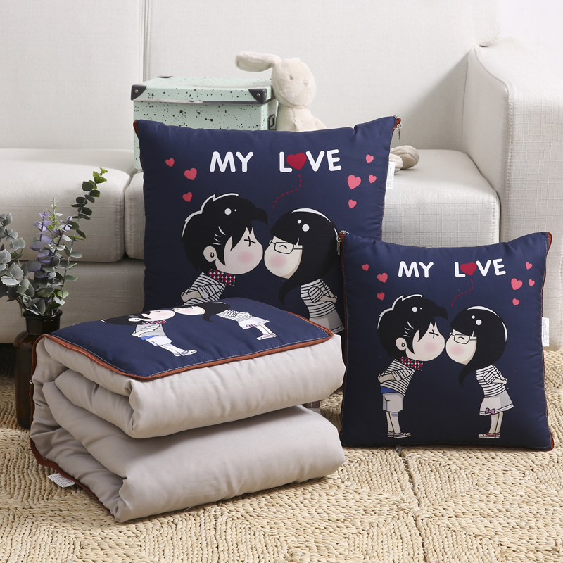 多功能汽车抱枕被子两用夏凉被卡通可折叠车上靠枕垫被小靠枕