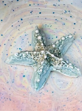 高温釉下彩手做手捏陶瓷海星鱼缸水族箱地台摆台玩具礼物包邮装饰