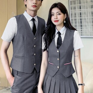 工作服女酒吧餐饮服务员服务生饭店吧台KTV酒店前台工作套装 马甲