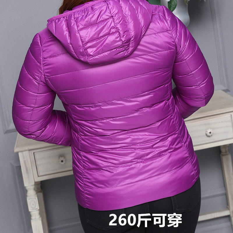 高端特加肥加大码轻薄羽绒服女胖妹妹200斤短款胖mm宽松中年妈妈