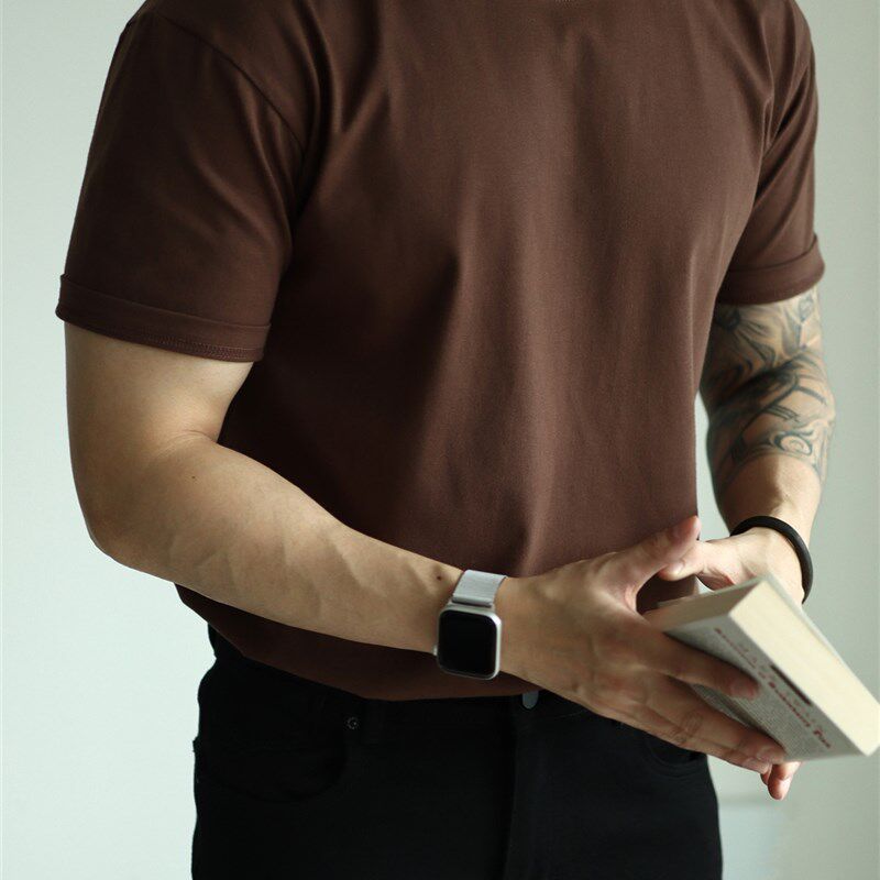 YUXIAN美式精梳绵230克纯棉双纱筒织短袖圆领基础休闲商务春夏季