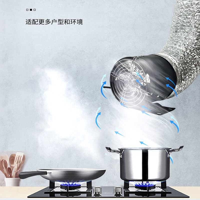 户外电动车摆摊直流排油烟扇圆形管道三轮车抽风机换气扇强力风扇