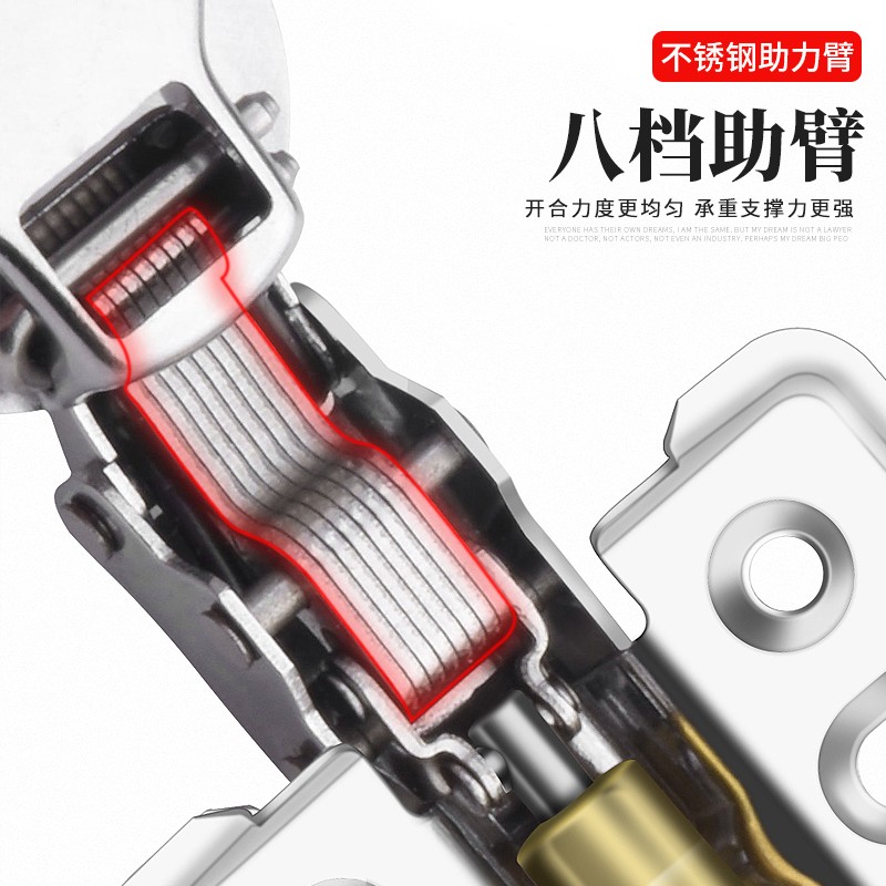 铰链304不锈钢柜门合页厨柜配件五金件橱门缓冲合叶中弯折叠静音