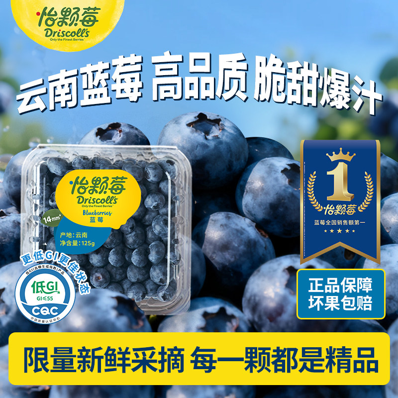 Driscoll's怡颗莓 云南蓝莓 新鲜应季水果 中果125g 顺丰酸甜花香