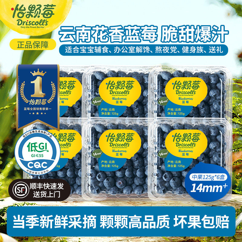 Driscoll's怡颗莓云南蓝莓新鲜应季水果小中大果125g顺丰酸甜多汁