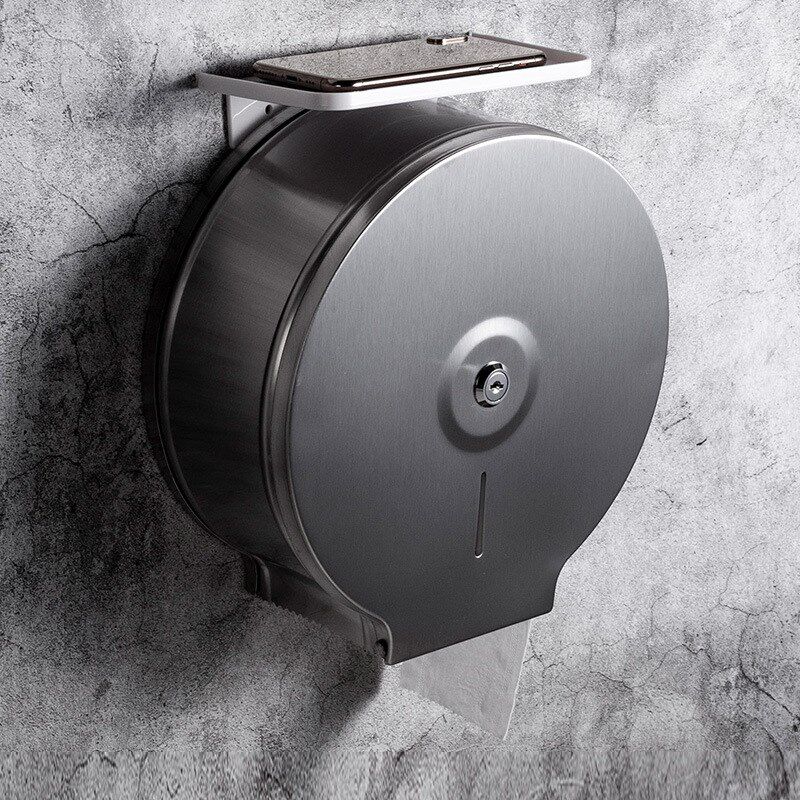 304不锈钢大卷纸盒壁挂式酒店公共卫生间厕纸盒厕所大盘抽纸巾盒