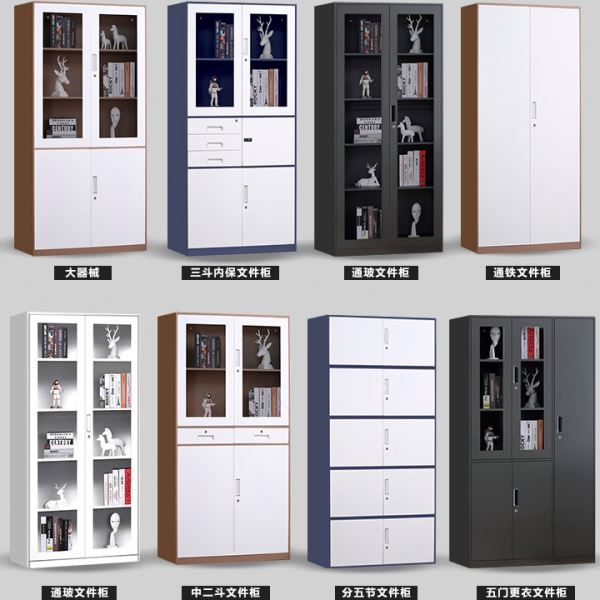 铁皮文件柜资料柜档案柜凭证柜落地玻璃书柜带抽屉钢制公室柜子