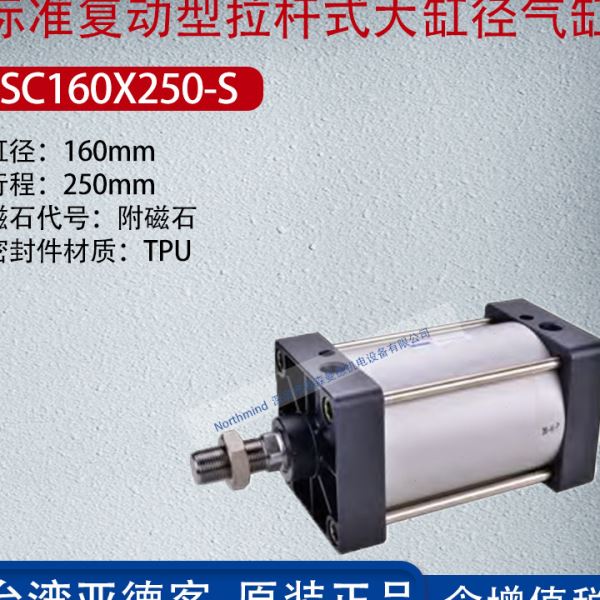 亚德客复动大缸径拉杆气缸大推力双轴标准气缸附磁石 SC200X100-S