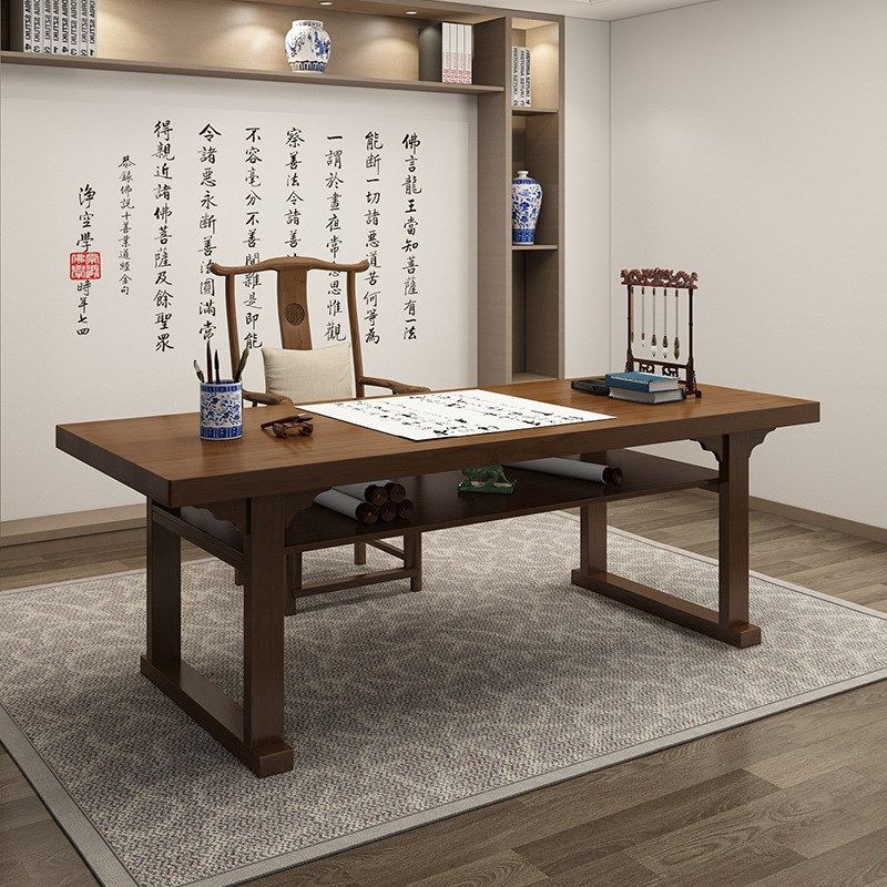 中式古风原木长方形书法写字桌家用书房绘画桌学生学习实木书桌