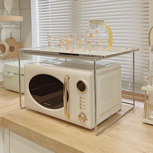 韩式 调料收纳 ins厨房微波炉置物架巴慕达烤箱架双层多功能置地Y式