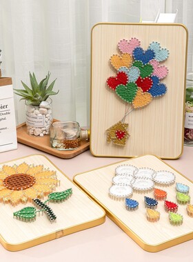 钉子绕线画创意弦丝画 diy手工礼物制作材料包填充装饰缠线 摆件