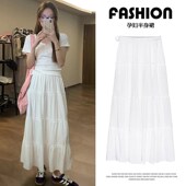 孕妇半身裙春季 2025新款 无托腹显瘦A字白N色垂感拼接蛋糕裙子春夏