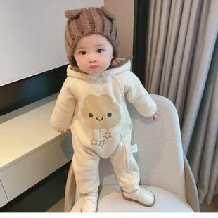 婴儿连体衣服加绒4秋冬季5女孩男童女宝宝6个月3一岁半V0到1岁多1