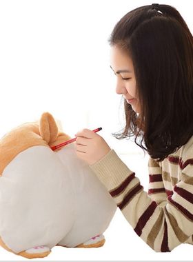 创意可爱柯基狗的屁股抱枕暖手捂毛J绒玩具靠垫儿童女生