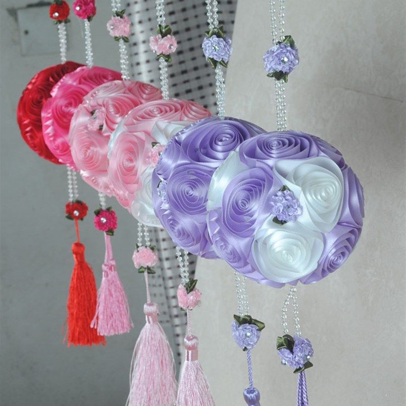 花球吊饰开业婚庆婚礼大红色小假花球结婚房吊顶粉色挂饰装饰布置