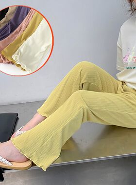 女童裤子夏季薄款喇叭裤儿童雪纺防蚊裤夏天女孩宝宝洋气黑阔腿裤