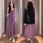 2024春装 新款 气质紫色吊带连衣裙 孕妇套装 黑色西装 外套洋气时髦