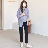 简约宽松叠穿百搭孕妇衬衫 孕妇装 新款 韩版 上衣盖屁股2024春装 时尚