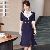 I西装 职业连衣裙夏季 领显瘦女神范工作服 裙时尚 气质修身 款 西装