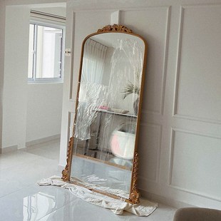 店美式 落地镜古典雕花服装 穿衣镜子 复古全身镜家用衣帽间欧式 法式
