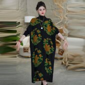 妈妈显瘦百搭u针织连衣裙女中长款 秋冬新款 时尚 宽松保暖过膝打底