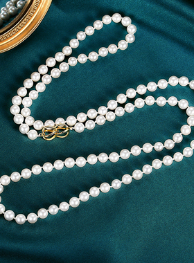 珍珠项链女毛衣链长款2022年新款双层秋冬百搭设计高级感颈链饰品